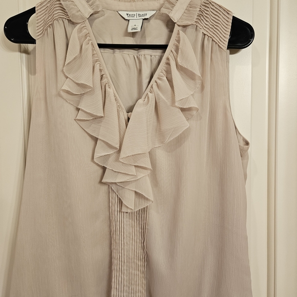 White House Black Market Tops - Women's Ruffled Sleeveless Top - Cream